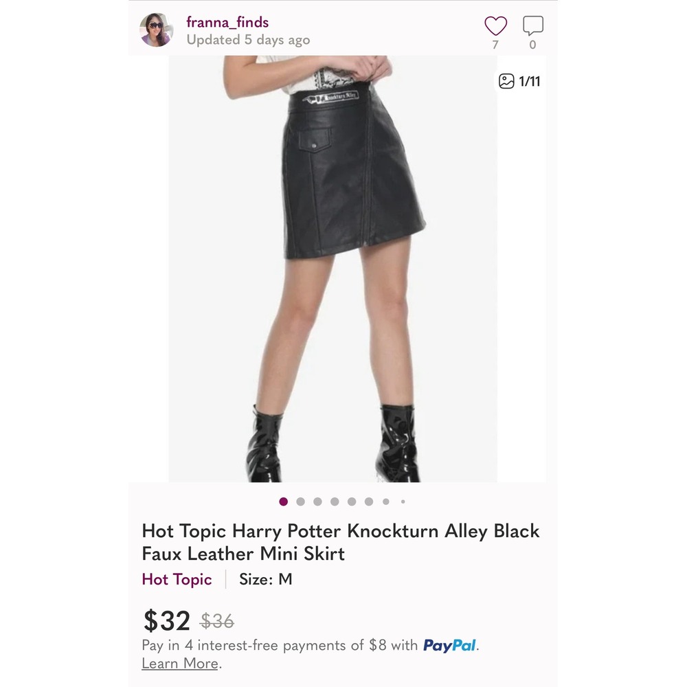 Hot Topic Harry Potter Knockturn Alley Faux Leather Mini Skirt Size M